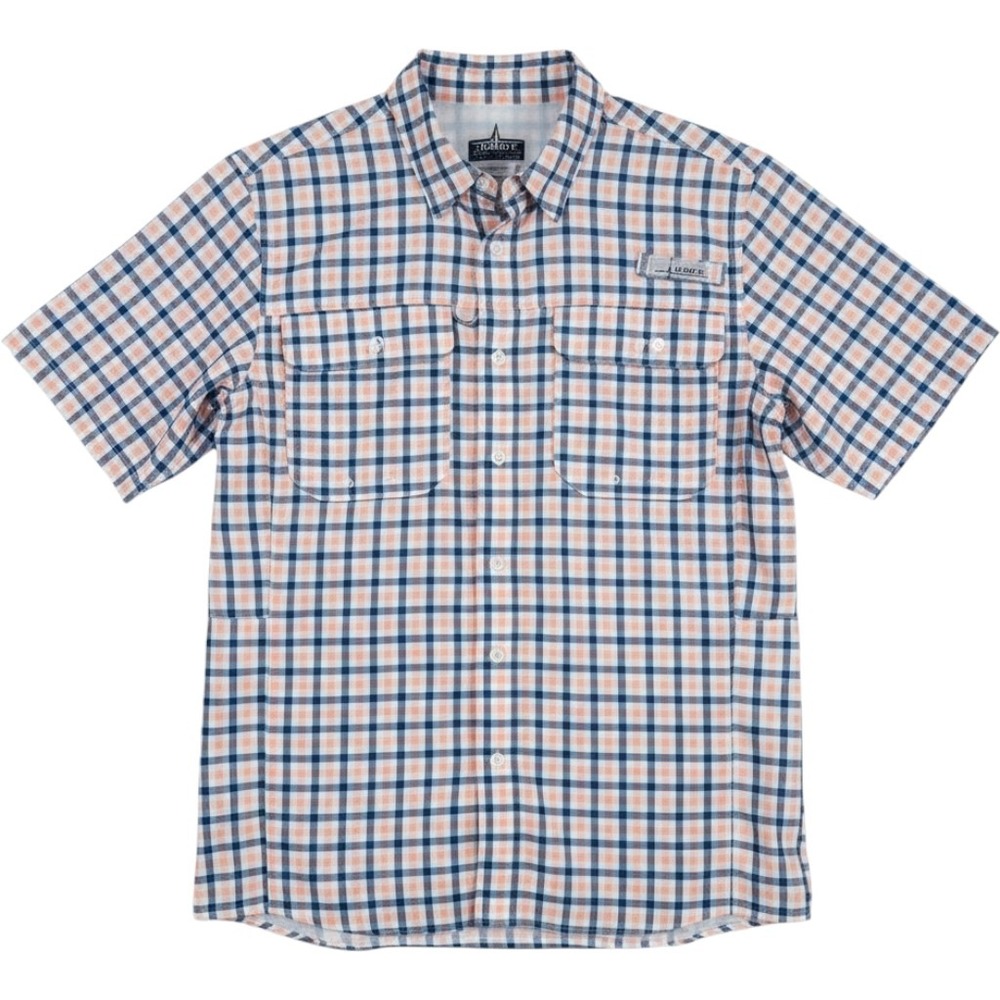 Habit Mens Fishing Shirt Medium  Short Sleeve Plaid UPF Solar Factor Deep Dive